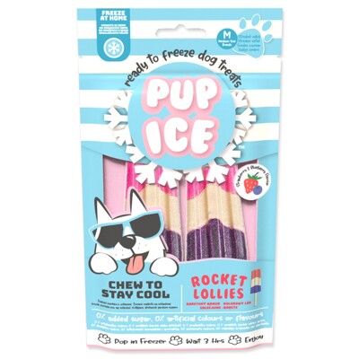 Pochoutka Pup Ice chladící 2ks 90g (s jahodou a borůvkou)