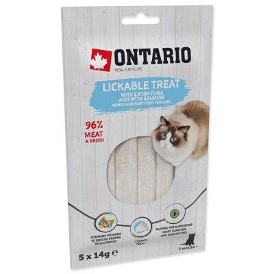 Pochoutka Ontario lízací extra 5x14g (tuňák a losos)