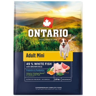Krmivo Ontario Adult Mini Fish & Brown Rice (2,25kg)