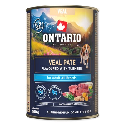 Konzerva Ontario Adult s příchutí kurkumy 400g (telecí pate)